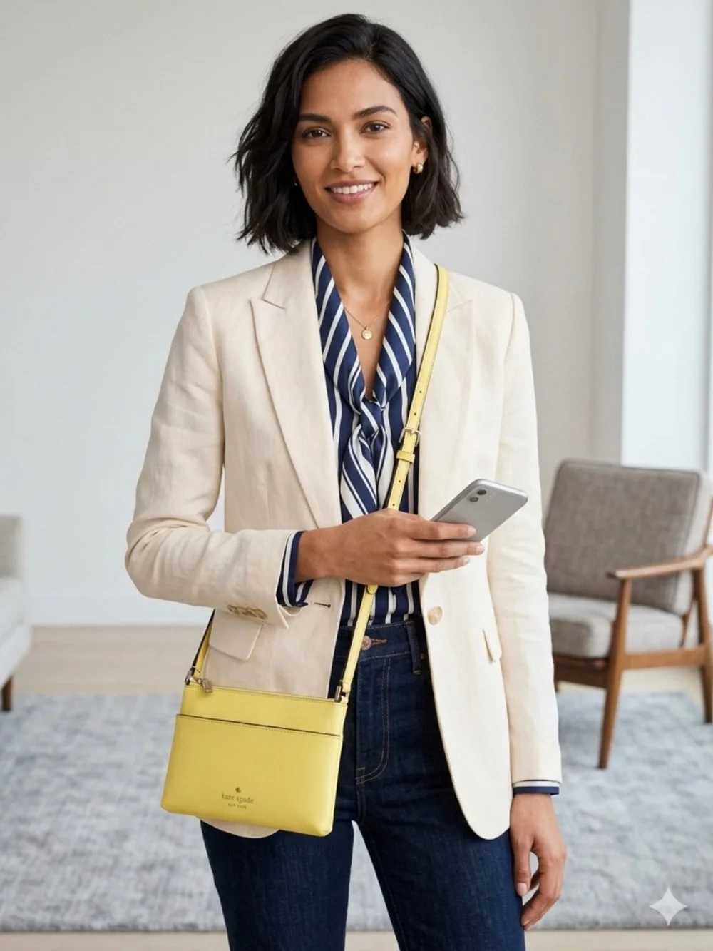Kate Spade‎ Sadie Saffiano Leather Top Zip Yellow Crossbody Bag